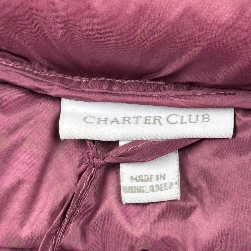 Charter Club Puffer Jacket Womens XS Pink Hooded Full Zip Packable Down Outdoor - Picture 3 of 11
